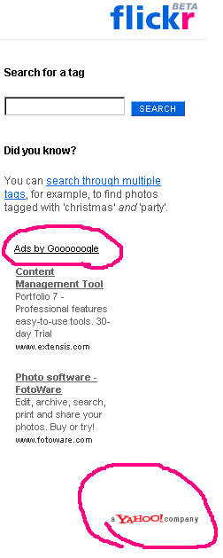 flickr yahoo google ads web