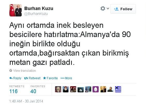 2014 Anayasa Komisyonu Başkanı BurhanKuzu bağırsak metan gazı twitter