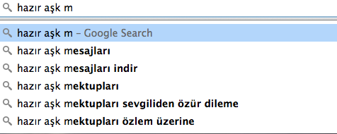 aşk hazır google suggest